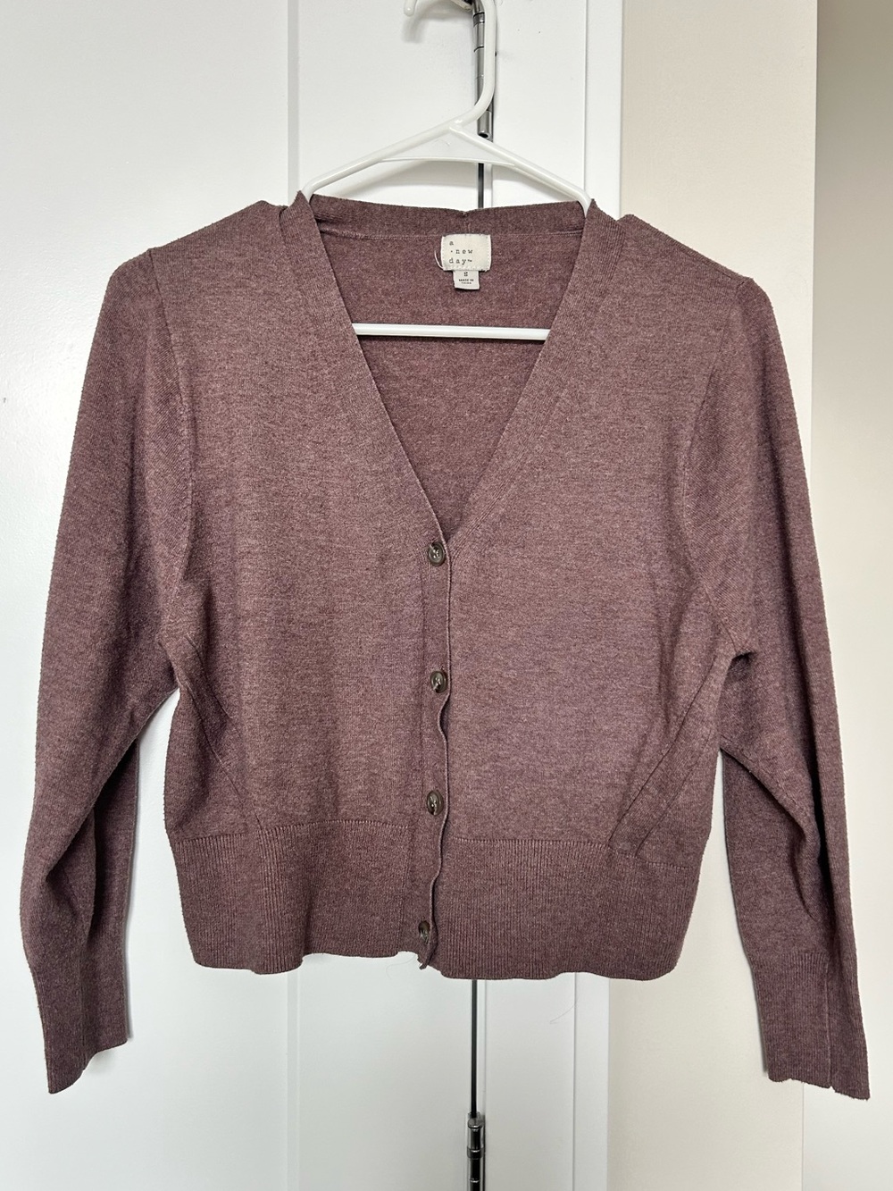 a new day Dusty Mauve V-Neck Button Cardigan